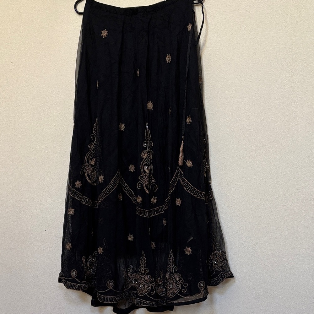 Whistles UK Black Embroidered Skirt